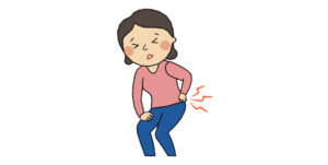 股関節を痛めいている女性